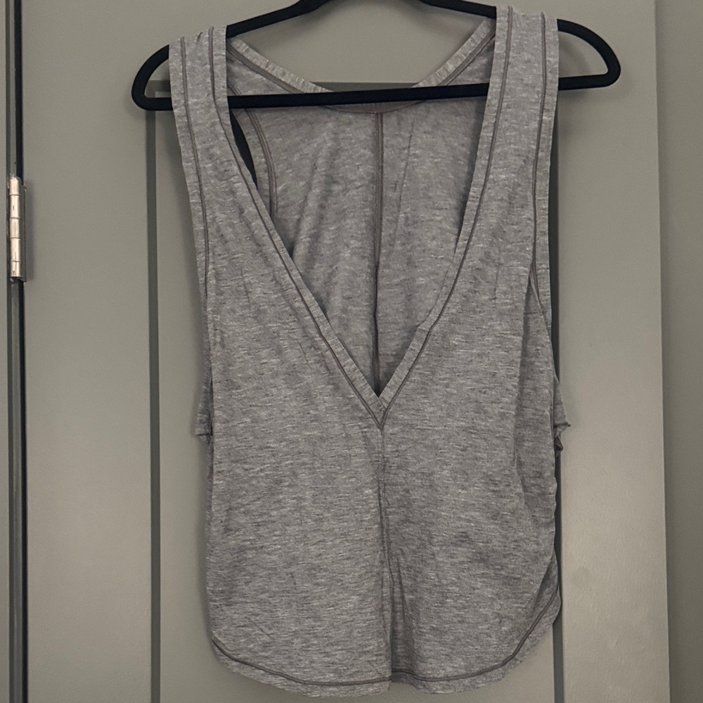 Lululemon Athletica Gray Deep V-Neck Tank Top
